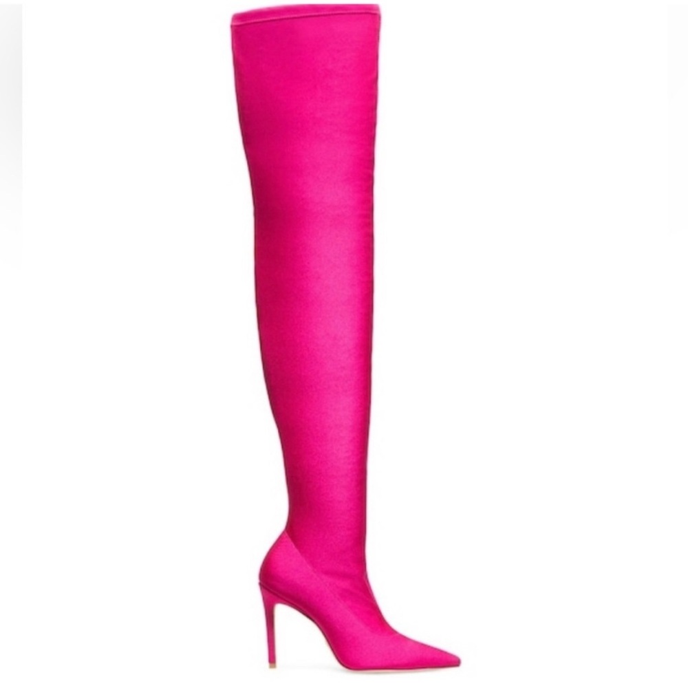 Stuart Weitzman Ultrastuart Magenta Pink Stretch Stiletto OTK Boots 5.5